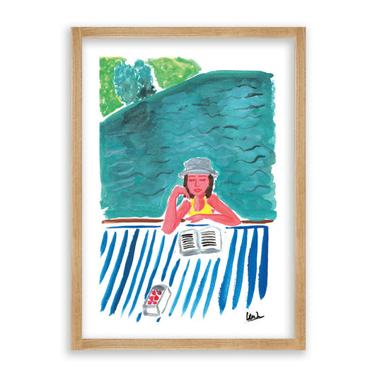 Reading At The Lake Print