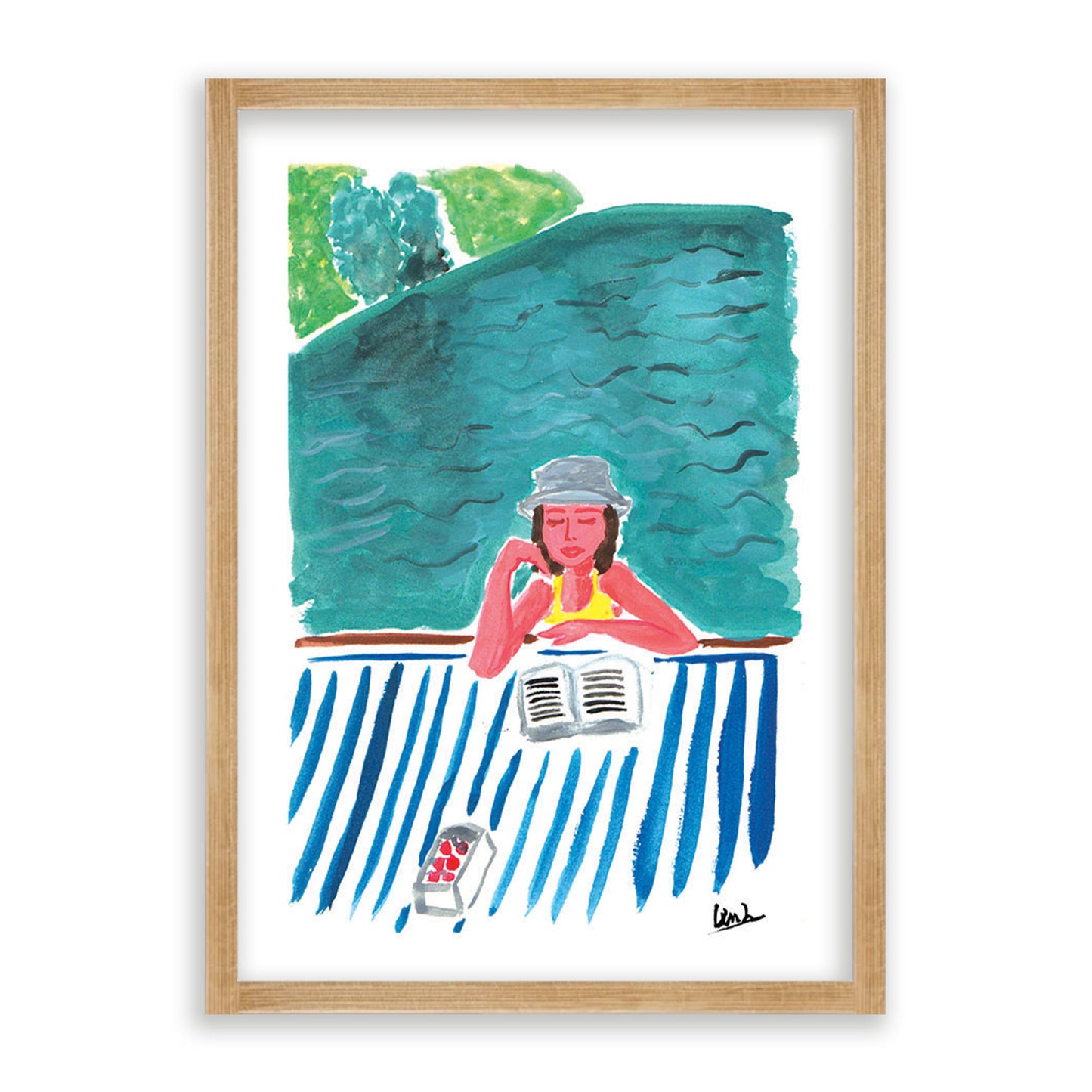 Reading At The Lake Print