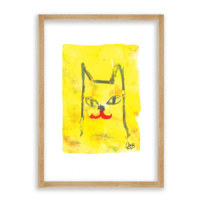 Yellow Cat Portrait Print