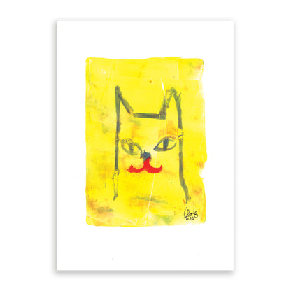 Yellow Cat Portrait Print